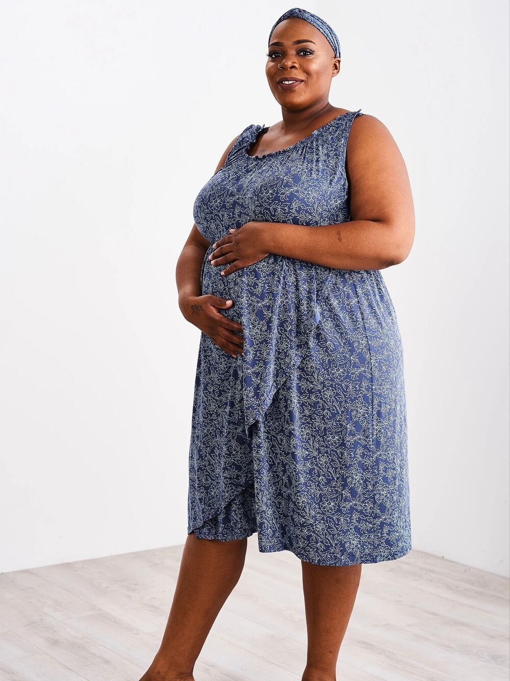 Latched Mama Blue Print Labor&Delivery Dress 2.0 Sz.2X